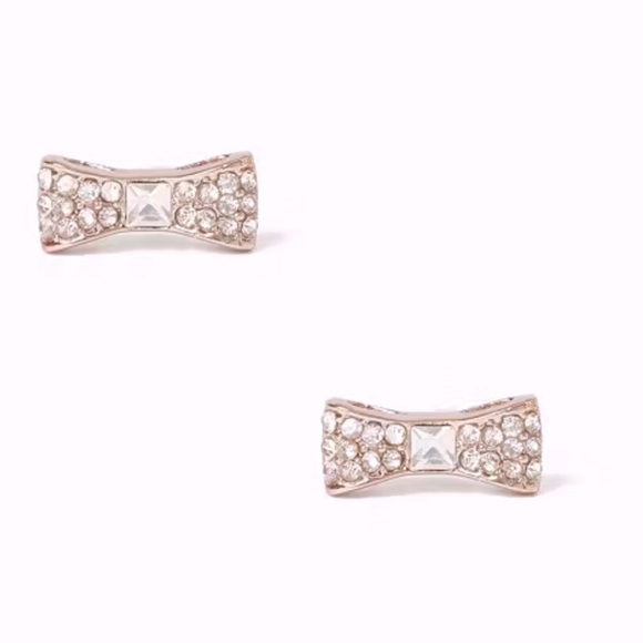 Kate Spade Bow earrings rose gold. Ready Set Bow Pave Bow Studs - Picture 2 of 5